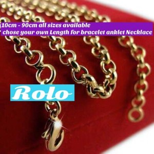 Authentic 18k 18carat yellow gold plated Rolo Bracelet,Necklace,Anklet 10cm-90cm
