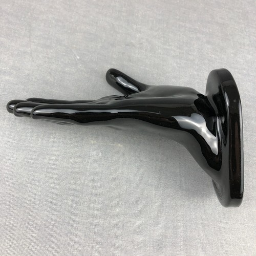 Pop Art Black Ceramic Hand Wall mount Towel Jewelry Soap holder Nancy Funk 1970s - Picture 2 of 12