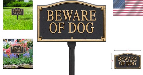 Chic Custom Cast Dog Warning Sign with Stake - Perfect for Outdoor Spaces - Picture 2 of 6