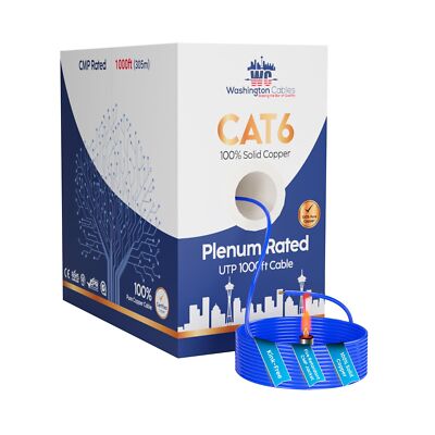 Cat6 Ethernet Cable 1000ft Plenum | 550MHz, 23AWG, 4Pair Cat 6 Plenum Cable 1...
