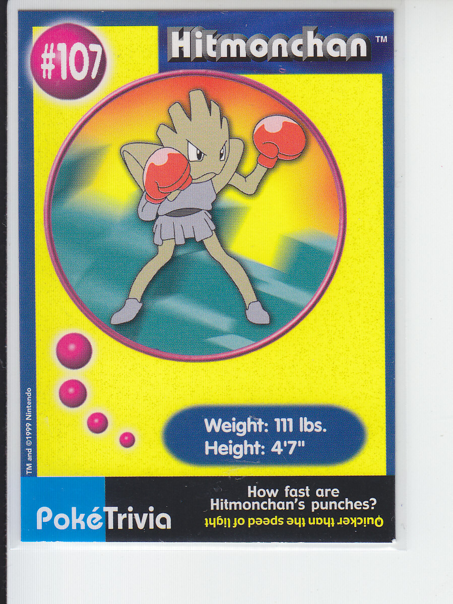 1998 Topps Pokemon Mewtwo Strikes Back #107 Hitmonchan (Perforated