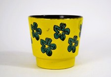 Fohr Blumentopf &Uuml;bertopf Keramik Mid Century Flower Pot gelb t&uuml;rkis 70er vintage
