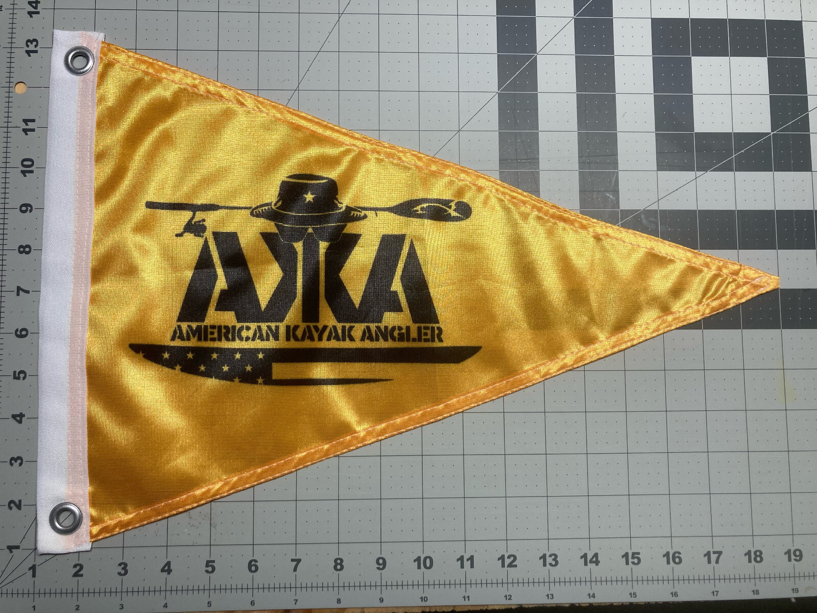 Angler Kayak Fishing Nautical Safety Flag Orange W Blk Graphic