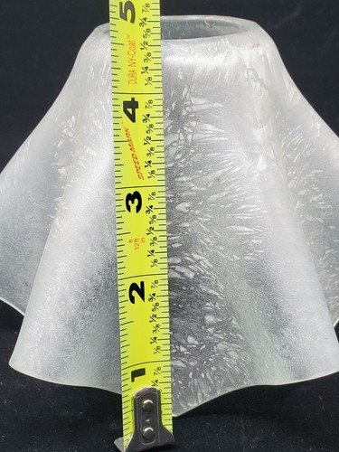 Satin Art Glass Lamp part Shade white frosted Ruffled pleated - Picture 6 of 7