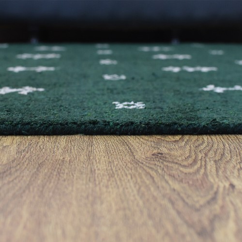 Hand Knotted Loom Silk Mix Area Rugs Contemporary Dark Green White BBH Homes LSM - Picture 6 of 8