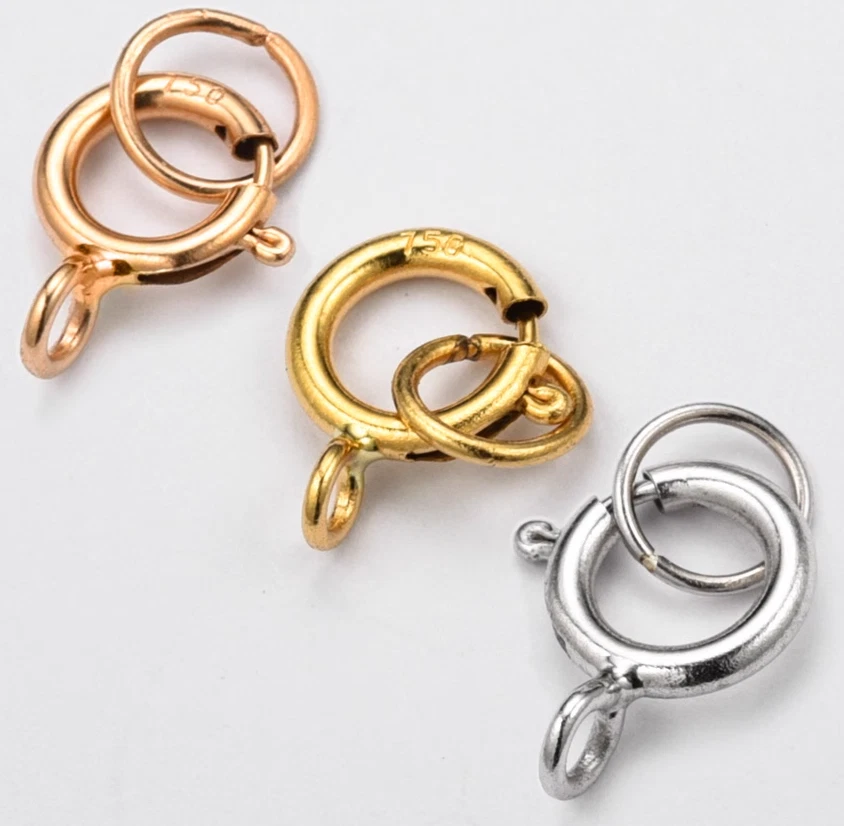 1PC Pure AU750 18K Solid Gold Ring Clasp For Bracelet Necklace Jewelry DIY# - Image 2 of 4