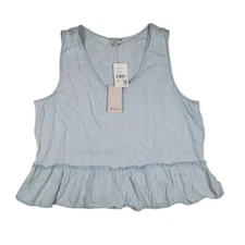 NWT Rails Peplum Sleeveless Top Women's Sz XL Mira Light Blue Ruffle Lyocell