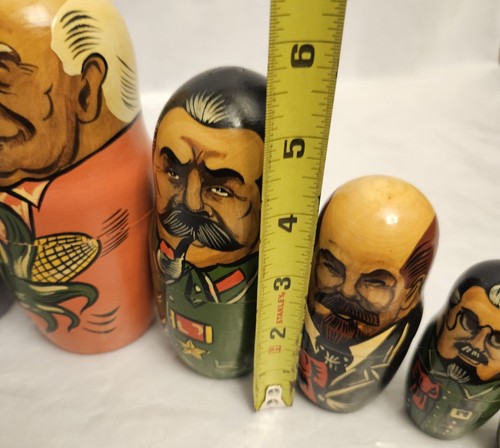 Vintage Complete Set of 10 Russian Leaders Matryoshka Wooden Nesting Dolls - Picture 20 of 22