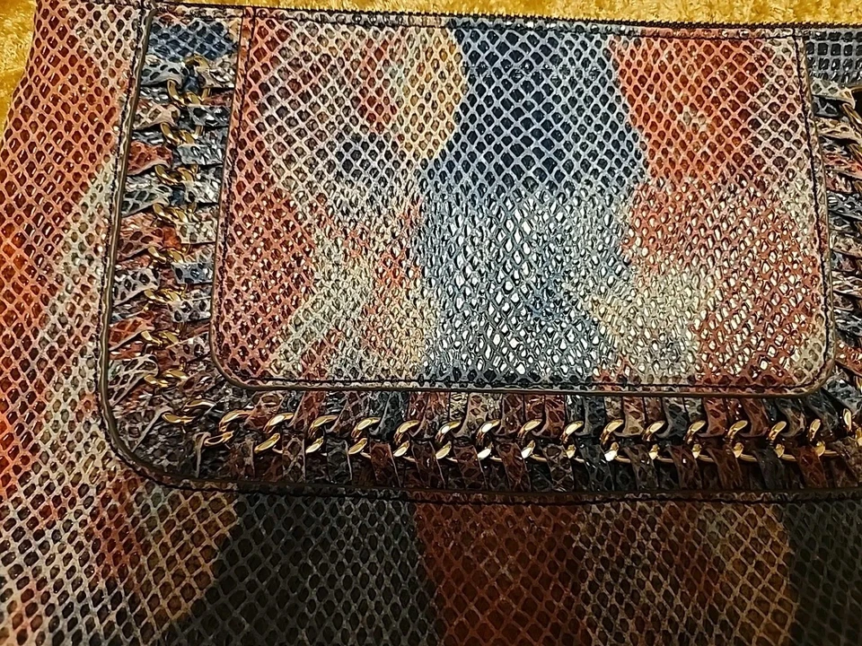 Aimee Kestenberg Blue Snake Skin Print Leather Strap Clutch Bag - Image 3 of 4