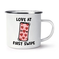 Liebe Bei Erste Swipe Emaille Becher Tasse Valentinstag Freundin Freund Lustig
