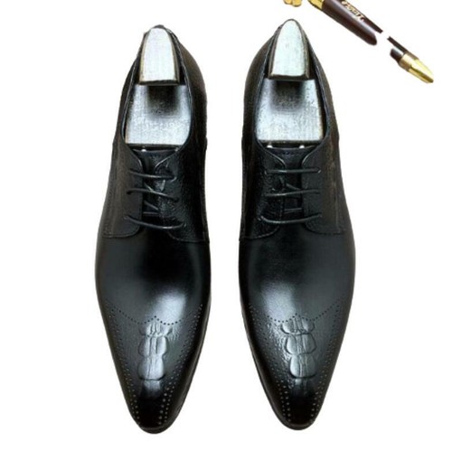 British Mens Real Leather Business Shoes Pointy Toe Work Office Wedding Formal L - Picture 1 of 11