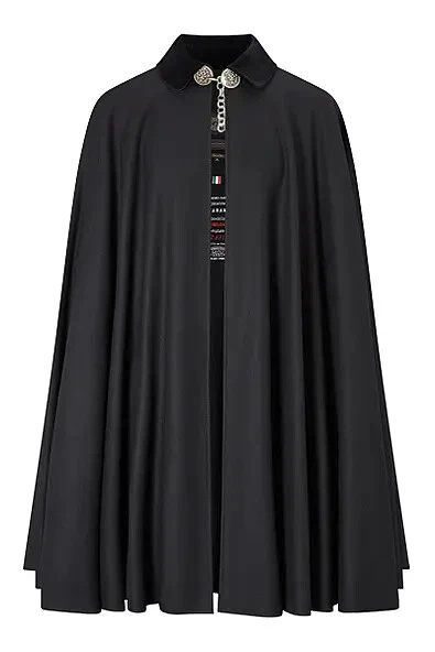 Men's Cape Coat, Men's Wool Long Coat, Black Wool Long Coat