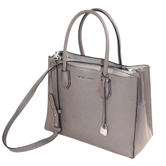 Cartera convertible Michael Kors Mercer de cuero gris Foto 3 de 4