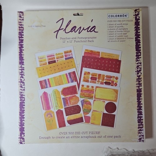 Flavia Papers Scrapbook Peaches Pomegranates 4 Basic Shape Template XActo Stamps - Picture 2 of 24