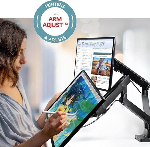 Quick Install Dual Monitor Desk Mount - Adjustable Arms for 17-32 Inch Screens - Picture 4 of 10