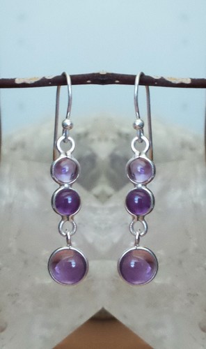 Amethyst Solid 925 Sterling Silver High Quality Genuine Gemstone Earrings - Picture 6 of 25