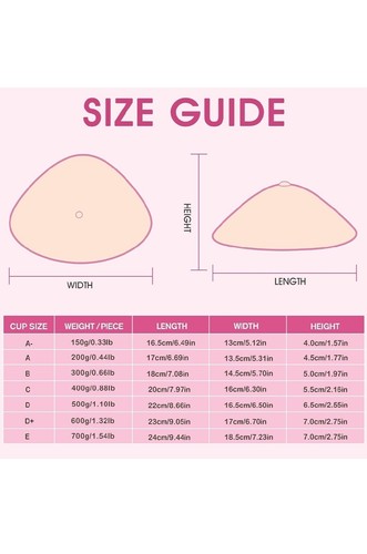 One Piece Classic Sleep Durable Triangle Silicone Breast Forms Fake Boobs D+ Pad - Picture 6 of 6