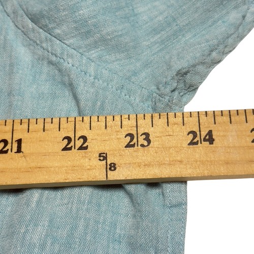 Heritage Report Collection XL Slim Fit Light Blue Button Up Linen Blend Shirt - Picture 9 of 10