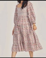 LoveShackFancy Dress Sz XS Floral Midi Cottagecore Prairie Liberty Boho Party