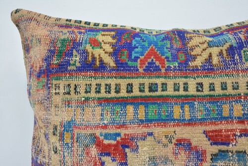 Pillow for Couch, 28"x28" Blue Pillow Covers, Kilim Pillow Cover - Picture 2 of 6