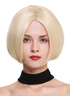 Perücke Damenperücke Monofilament kurz Bob glatt Lace-Front Hellblond Blond