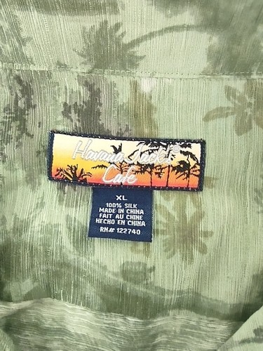 Havana Jacks Cafe Shirt Mens Extra Large Green Silk Hawaiian Button Up Palm - Picture 3 of 5