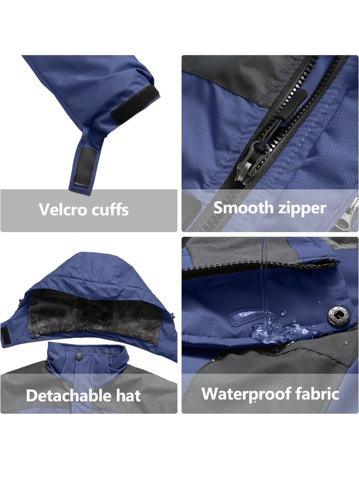 Men'S Waterprof Ski Jacket WindprofRain Jackets Snowboarding Hooded