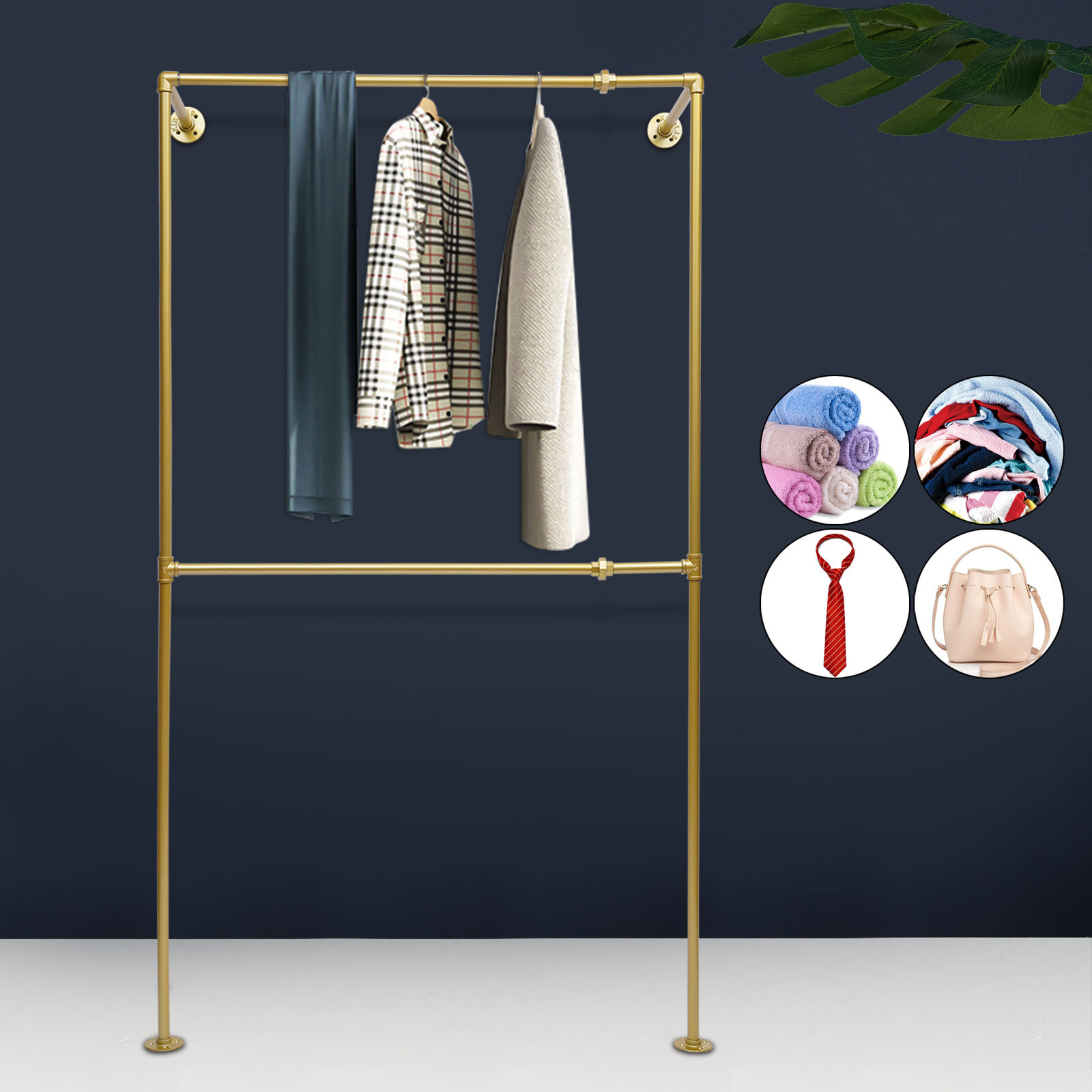 Freestanding Clothes Rack with Wall-Mount Option for Coat and Closet Organization  