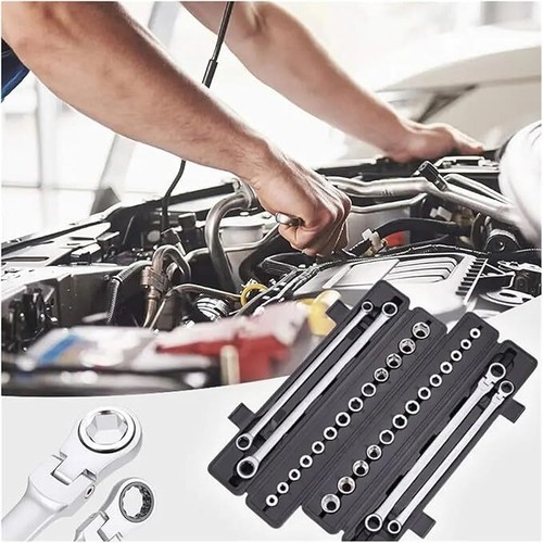 15Pcs Ratchet Flexible Spanner Set 8-24mm Combination Wrench Spanners Hand Tool - Picture 4 of 12