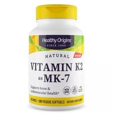 Healthy Origins, Vitamin K2 as MK7, natural, 100mcg, 180 vegetarian softgels