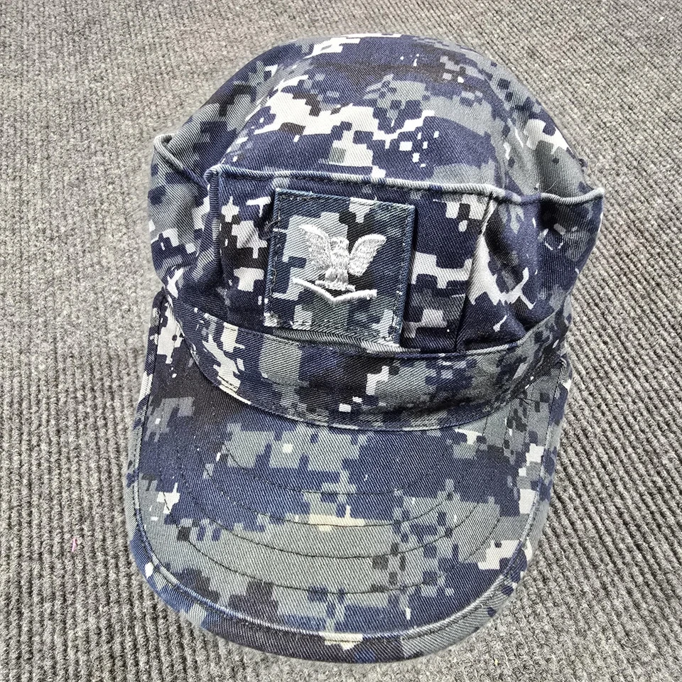 Gorra ajustada de la Marina de los Estados Unidos para hombre 7 3/8 azul camuflaje digital nueva sin etiquetas tipo I 8 puntos utilitaria Foto 2 de 4