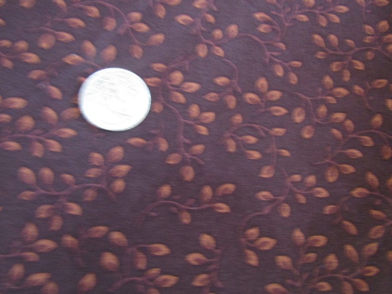 COUNTRY GIRL Vintage BROWN LEAVES On BROWN 2000's Wide COTTON Fabric-over 1 yd