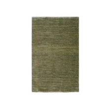 2'x3' Brown Modern Grass Design Hand Knotted Wool with Silk Mat Small Rug G76487