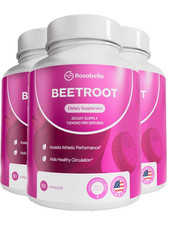 3 Pack of Rosabella Organic Beetroot Capsules 1300mg for Blood Flow  Heart