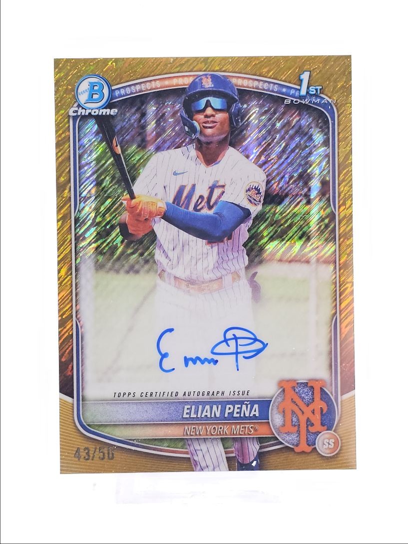 ELIAN PENA 2025 BOWMAN CHROME 1ST GOLD SHIMMER METS AUTO /50 Q5876
