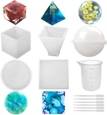 Silicone Resin Molds 5Pcs Resin Casting Molds Including Sphere, Cube, Pyramid...