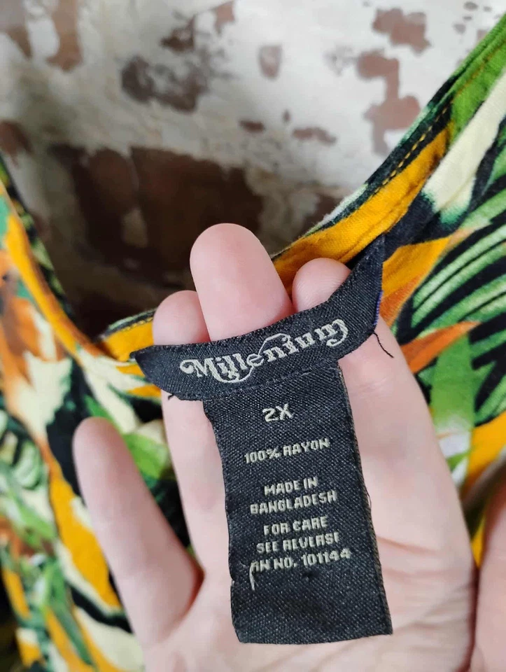 Top Y2K Millenium Floral Paisley Talla 2x Bosque Tropical Hada Asimétrico Foto 4 de 4