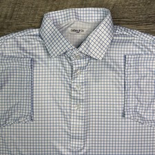 NWOT Collars Co polo shirt mens large white blue check active performance golf