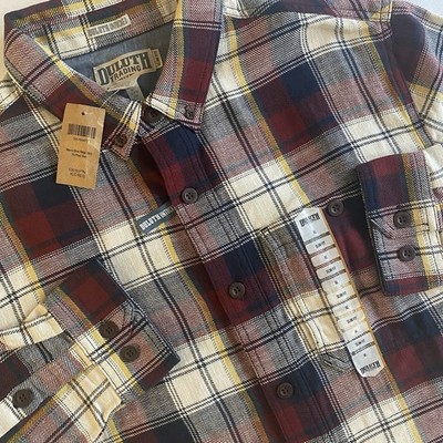 Duluth Trading Co Blue Ridge Flannel Shirt Men XL SLIM Plaid Button Down
