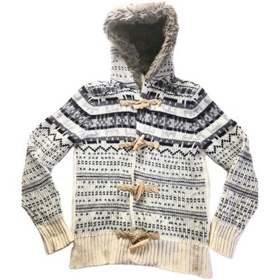 United Colors of Benetton Duffle Cardigan Pullover mit Kapuze Gr. S 100% WOLLE