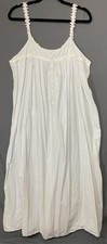 Eileen West Nightgown 100 Cotton Long Lace Sleeveless Size XL Blue White