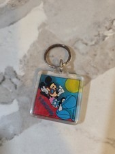 Vintage Disney Mickey Mouse At Beach Square Plastic Keychain