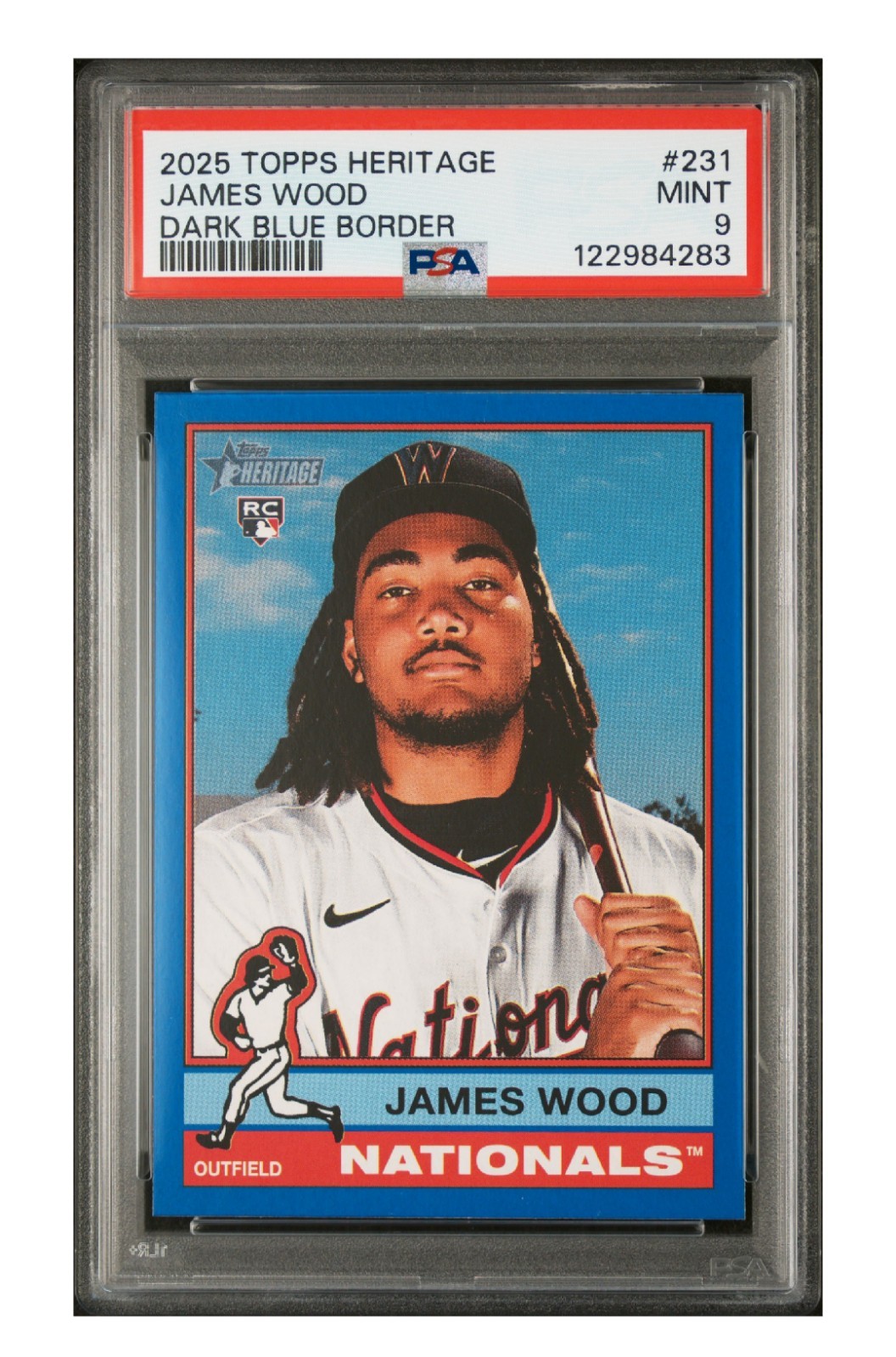 2025 Topps Heritage - James Wood #231 Dark Blue Border (RC) PSA 9