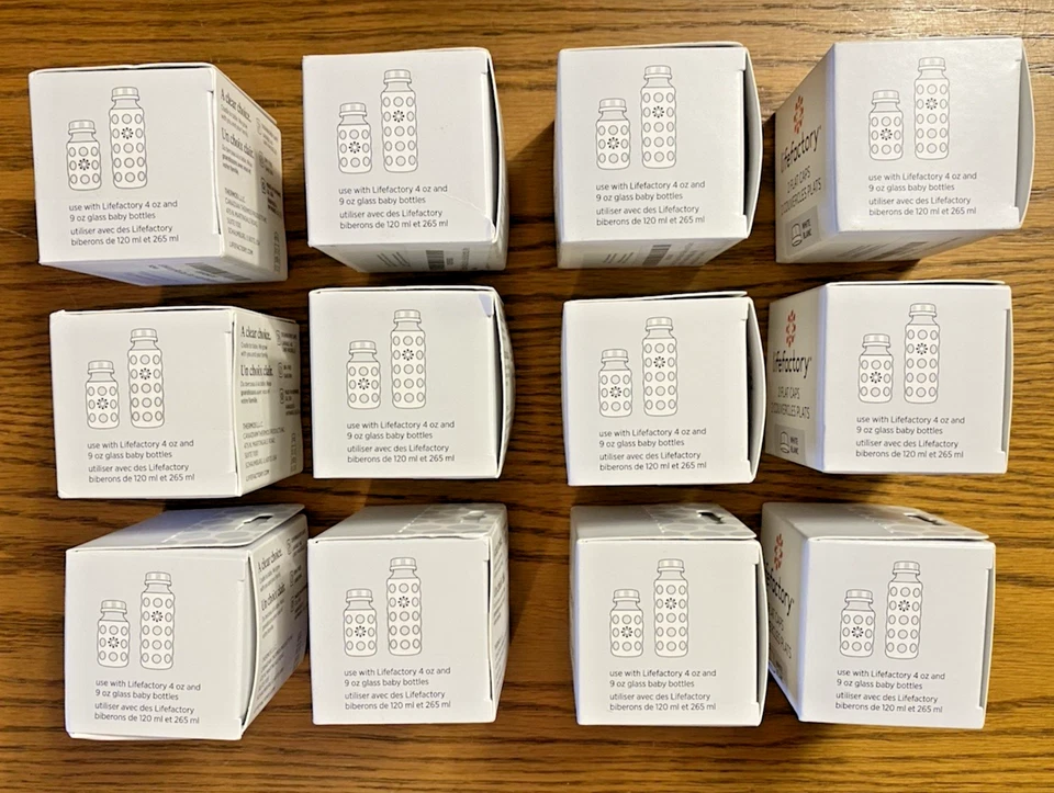 12 плоских колпачков Lifefactory упаковка 2 шт. для 4 унций и 9 унций без бисфенола А стеклянные детские новые в коробке - Изображение 4 из 4