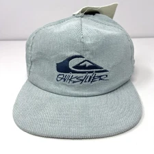 Quiksilver Paloma Retro Logo Corduroy Hat Snapback Cap Greyish Blue Sample NWT