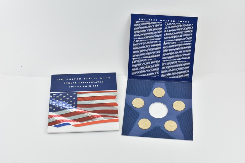 2007 US Mint Annual Presidential & Sacagawea Dollar UNC 5 Coin Set No ASE *9936