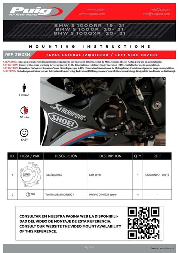 Puig Track Engine Cover Case Crash Protectors for BMW S1000 R (21-25) - Picture 5 of 15