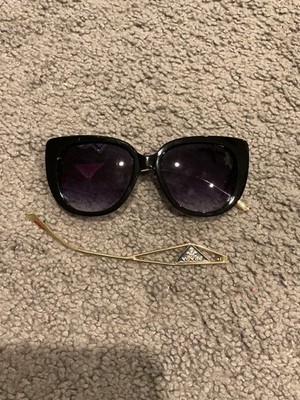 Prada Logo Aviator Cat Eye Black Gold Sunglasses Glasses 55-18, As Is
