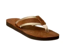 NWT POLO Ralph Lauren YACHT SANDAL FLIP FLOP Suede Upper Shoe BROWN TAN Men 8-12
