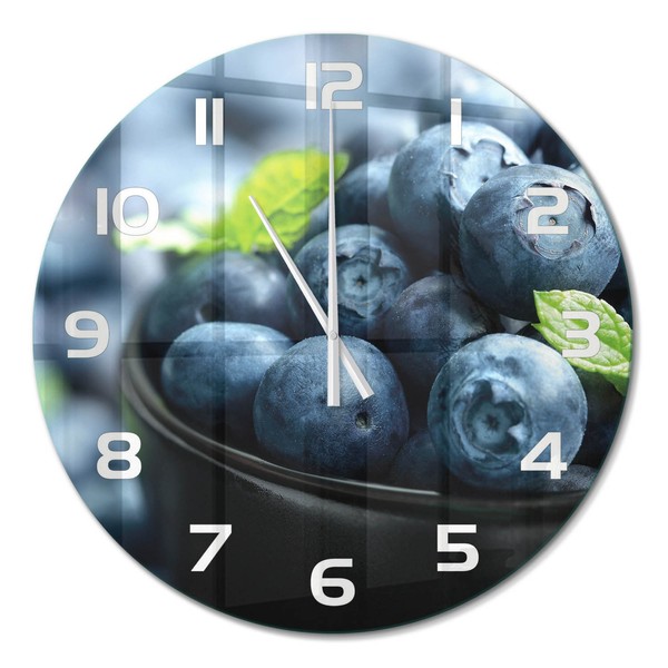Runde Moderne Glas-Wanduhr Aus GehäRtetem Glas Blaubeeren WeißE Zeiger Fi60 Cm-image